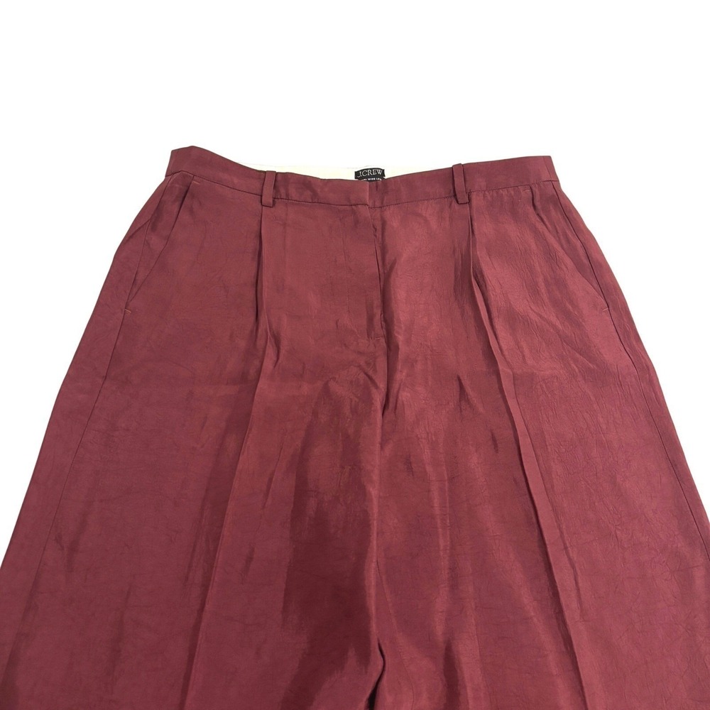 New J.Crew Essential Wide Leg Pants Women 12 Burgundy Pleated High Rise Office